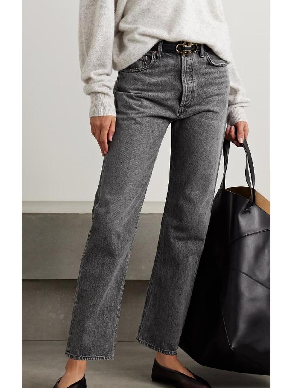 AGOLDE 90's Pinch Waist Cropped Black Acid Wash Jean - Women 34
